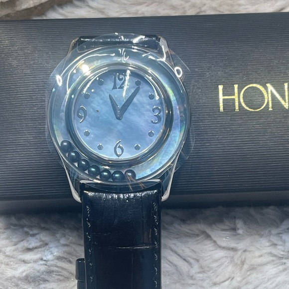 NWT HONORA Watch Floating Cultured Pearls Mother of Pearl Face Stainless Steel - Picture 3 of 8